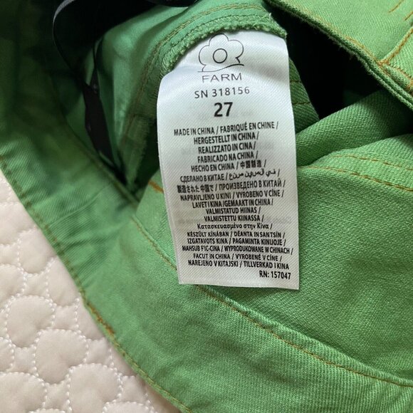 FARM Rio Green Straight Pleat Pants NWOT Women's Size 27 W29 Cotton High Waist - Picture 6 of 14